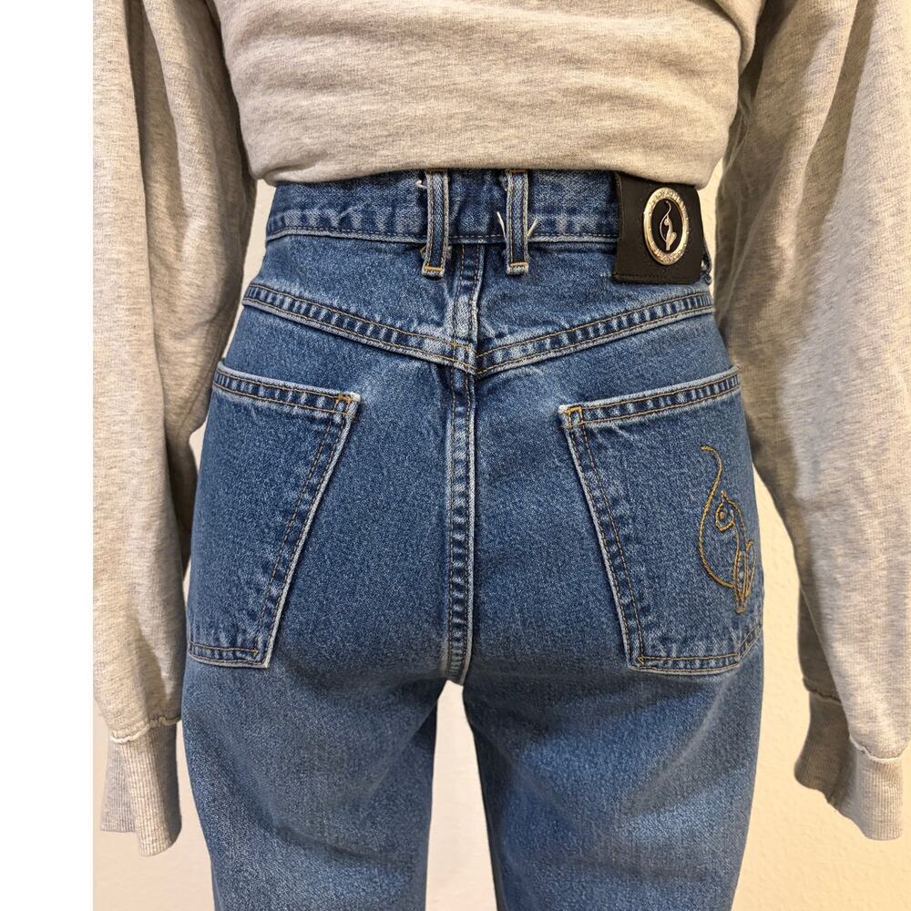 Vintage Baby Phat Jeans Womens 13 High Rise Flare Wide Leg Denim Cat Logo Y2K - Picture 4 of 6